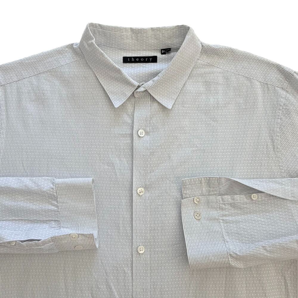Theory Mens 100% Cotton Geometric Print Button Down Shirt XXL Designer Preppy